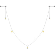 14G 9/16 Yellow Flower Bee Dangle Nipple Chain