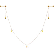 14G 9/16 Gold Tone Yellow Flower Bee Dangle Nipple Chain