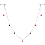 14G 9/16 Red Rose Flower Valentine Dangle Nipple Chain