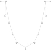 14G 9/16 Clear Gem Butterfly Dangle Nipple Chain
