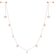 14G 9/16 Clear Gem Rose Gold Tone Butterfly Dangle Nipple Chain