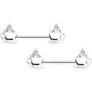 14G 9/16 Clear Gem Hot Cocoa Barbell Nipple Ring Set