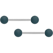 14G 9/16 Graceful Grey Matte Barbell Nipple Ring Set
