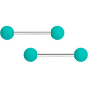 14G 9/16 Thoroughly Teal Matte Barbell Nipple Ring Set