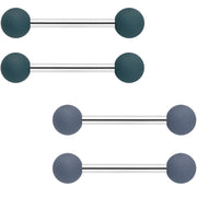 14G 9/16 Dark Grey Light Grey Matte Barbell Nipple Ring Set of 4