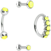 16G Green Orb Septum Labret Cartilage Tragus Set of 4