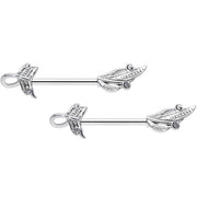 14G 9/16 Clear Gem Elegant Swirl Barbell Nipple Ring Set