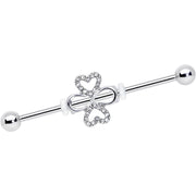 14G Clear Gem Heart Shamrock St Patricks Industrial Barbell 38mm