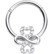 16G 3/8 Clear Gem Heart Shamrock St Patricks Hinged Segment Ring