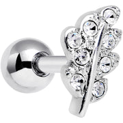 16G 1/4 Clear Gem Elegant Leaves Cartilage Tragus