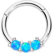 16G 5/16 Blue Synthetic Opal Trio Hinged Segment Ring