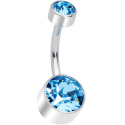 Aqua 8mm Titanium Internal Thread Belly Ring Created with Crystals