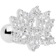 16G 1/4 Clear CZ Gem Lotus Flower Cartilage Tragus
