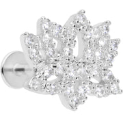 16G 5/16 Clear CZ Gem Lotus Flower Labret Monroe Tragus