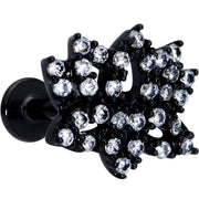 16G 5/16 Clear CZ Gem Black Lotus Flower Labret Monroe Tragus