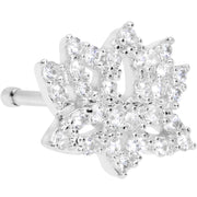 20G 1/4 Clear CZ Gem Lotus Flower Nose Bone