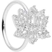 18G 3/8 Clear CZ Gem Lotus Flower Nose Hoop