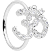 18G 3/8 Clear CZ Gem Amazing Om Nose Hoop