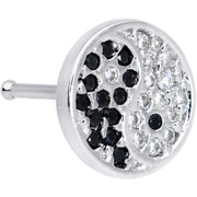 20G 1/4 Clear Black CZ Gem Yin Yang Nose Bone