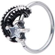 20G 3/8 Clear CZ Gem Shooting Star Nose Hoop