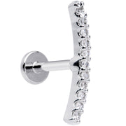 16G 1/4 Clear CZ Gem Curve Internal Thread Labret Monroe Tragus