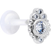 16G 5/16 Clear Gem Flexible Bioplast Teardrop Labret Monroe Tragus