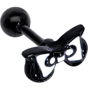 16G 1/4 Black White Formal Bow Cartilage Tragus Earring