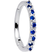 16G 3/8 Blue CZ Gem Zig Zag Hinged Segment Ring