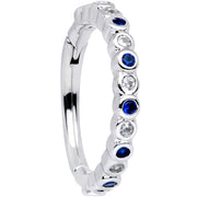 16G 3/8 Clear Blue CZ Gem Classic Circles Hinged Segment Ring