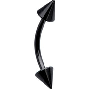 16G 3/8 Black Anodized Cone End Curved Eyebrow Ring