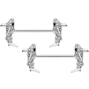 14G 5/8 Clear Black Gem Shark Barbell Nipple Ring Set