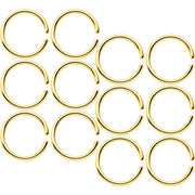 18G 5/16 Gold Tone Anodized Seamless Circular Ring Set of 12