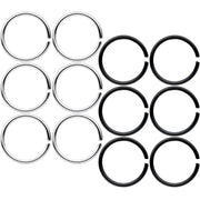 20G 5/16 Steel Black Anodized Seamless Circular Ring Set of 12