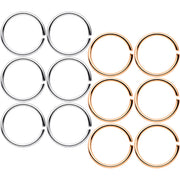20G 5/16 Steel Rose Gold Tone Anodized Seamless Circular Ring Set of 12
