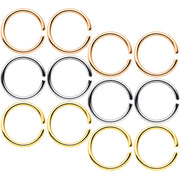 18G 5/16 Gold Tone Rose Gold Tone Anodized Seamless Circular Ring Set of 12