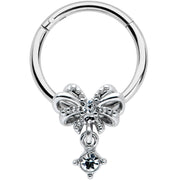 16G 3/8 Clear Gem Looping Bow Hinged Segment Ring