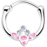 16G 3/8 Clear Pink Gem Classic Cluster Septum Clicker