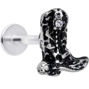 16G 5/16 Clear Gem Cowboy Boot Labret Monroe Tragus