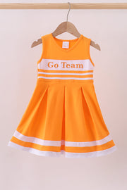 Premium Orange Tennessee Go Team embroidery ruffle dress