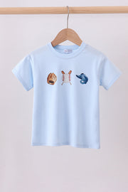 Blue baseball graphic top