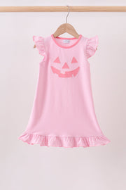 Pink stripe Smirk face applique dress