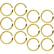16G 5/16 Gold Tone Anodized Seamless Cartilage Ring Set of 12