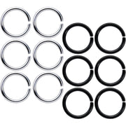 16G 5/16 Steel Black Anodized Seamless Cartilage Ring Set of 12