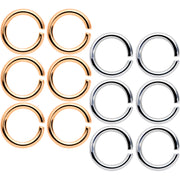 14G 5/16 Steel Rose Gold Tone Seamless Cartilage Ring Set of 12