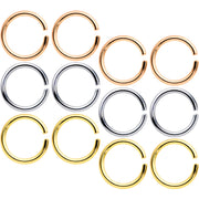 16G 5/16 Steel Mixed Gold Tone Seamless Cartilage Ring Set of 12