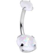 White Faux Opal Grade 23 Titanium Internally Threaded Belly Ring