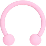 16G 3/8 Perfectly Pink Matte Horseshoe Circular Barbell