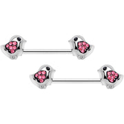 14G 9/16 Pink Gem Easter Chick Nipple Ring Set
