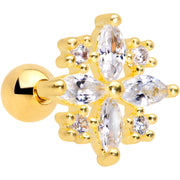 16G 1/4 Clear CZ Gem Gold Tone Star Burst Cartilage Tragus