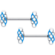 14G 9/16 Clear Gem Blue Celtic Knot Barbell Nipple Ring Set